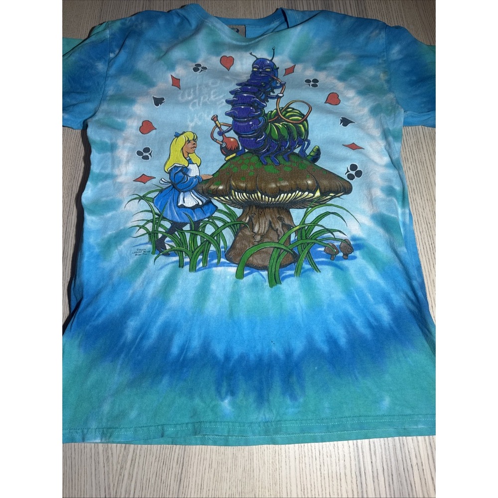 Vtg 2003 Liquid Blue Alice In Wonderland Tie Dye Shirt Brian Fox Caterpillar M - Picture 7 of 16